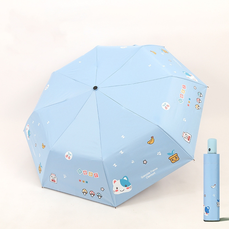 High Quality Cute Cat Children Rain and Sun Windproof Automatic Folding Umbrella for Girls