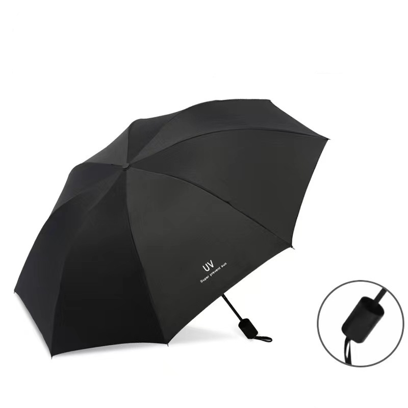 Promotional Black Rubber Handle 8 Ribs Fracture Manual Control Folding Sunscreen And Rain Umbrella For Women And Men