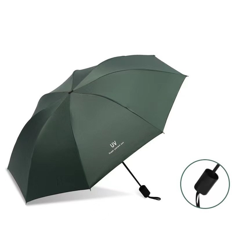 Promotional Black Rubber Handle 8 Ribs Fracture Manual Control Folding Sunscreen And Rain Umbrella For Women And Men