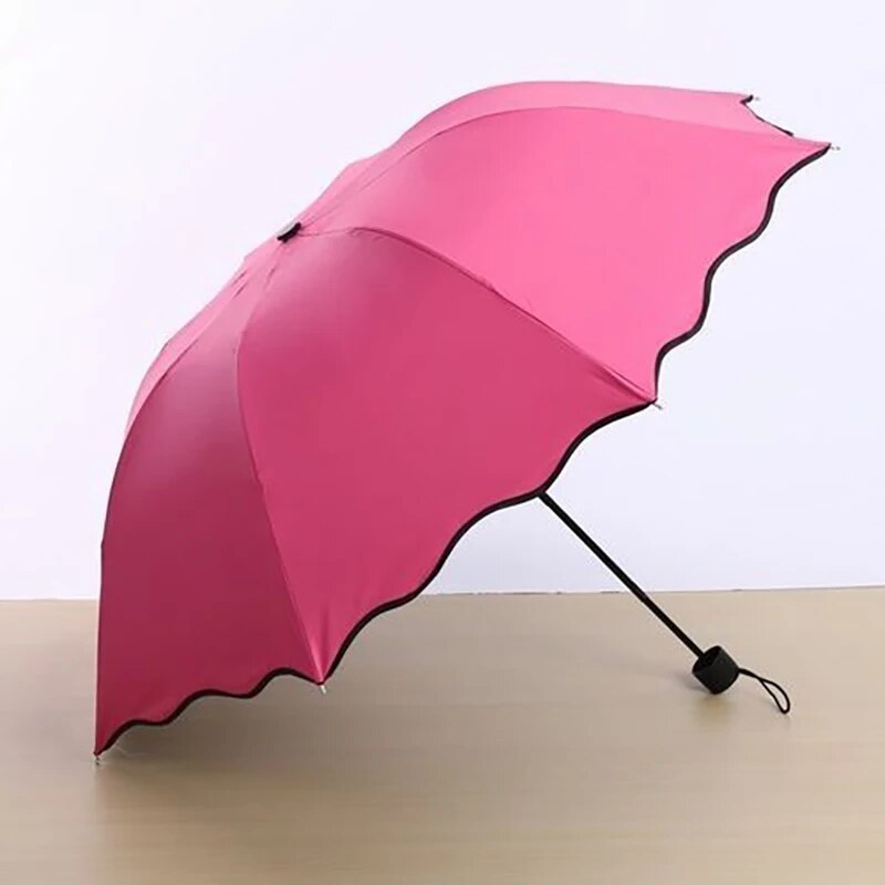 Portable Manual Folding Umbrella Flowering in Water Can Custom Logo Black Glue Coated Mini Light Weight UV Umbrella for Women