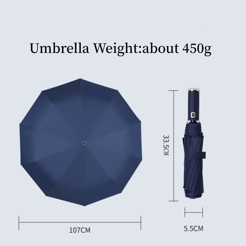 Fashion Custom Logo Compact Portable Windproof Storm Automatic Folding Travel Rain Umbrella With Led Light