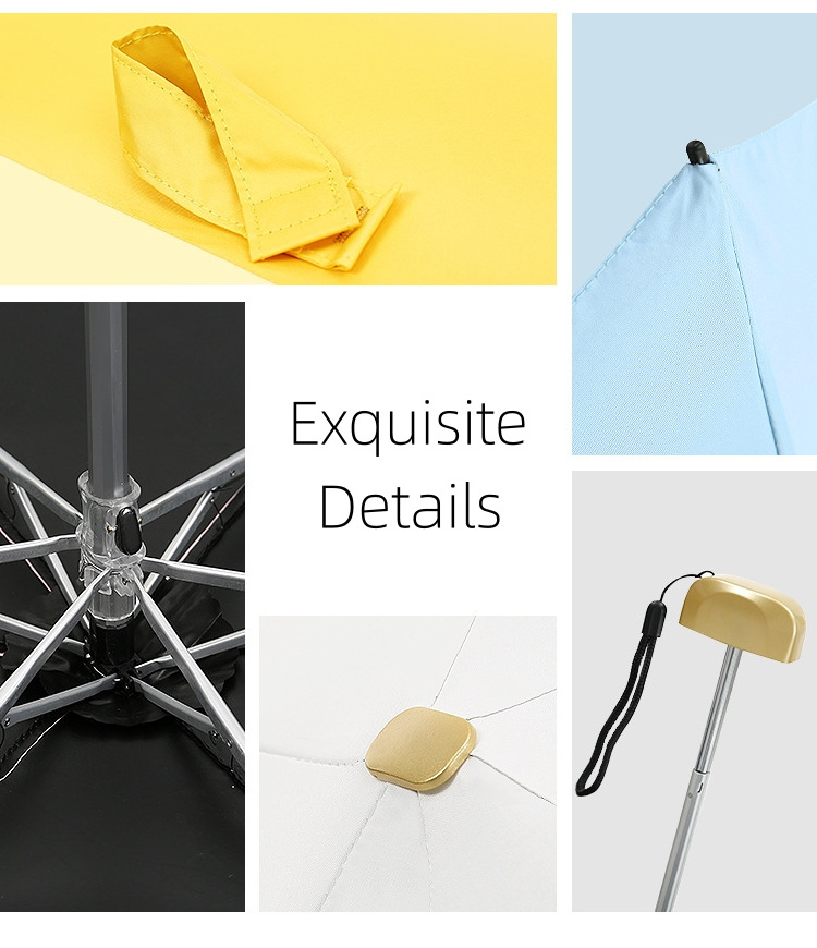 Hot Selling Portable and Compact Perfect for Rain and Sun UV Protection Ultra Light Pocket Mini Umbrella with Logo Customization