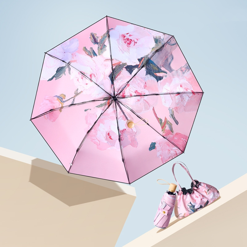 Mini Pocket Travel Compact Windproof Ladies Small Folding Lightweight Rain and Sun 99% UV Protection Umbrellas for Women