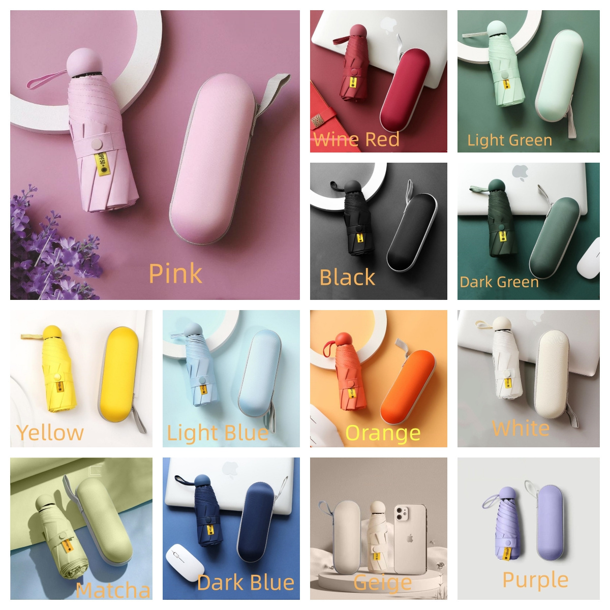 New Design Pill Umbrella Mini Capsule Sun Rain Pocket Five Folding Travel Cute Business Gifts Hard Box UV Protection Umbrella