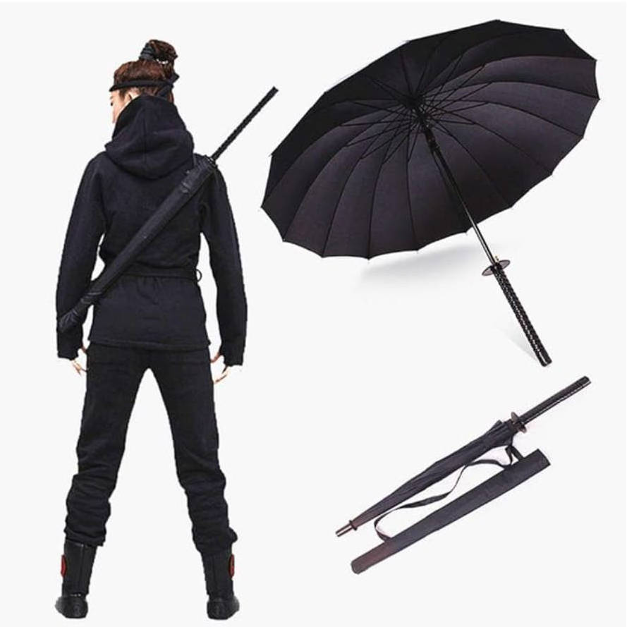 Strong Windproof Samurai Umbrella Semi-Automatic Japanese Umbrella Katana Handle Windproof Sword Umbrella