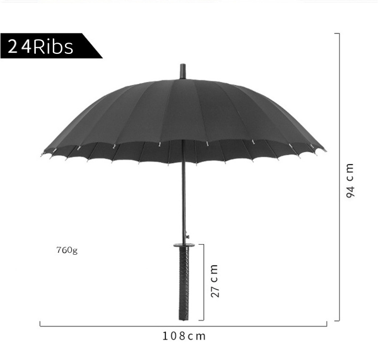 Strong Windproof Samurai Umbrella Semi-Automatic Japanese Umbrella Katana Handle Windproof Sword Umbrella