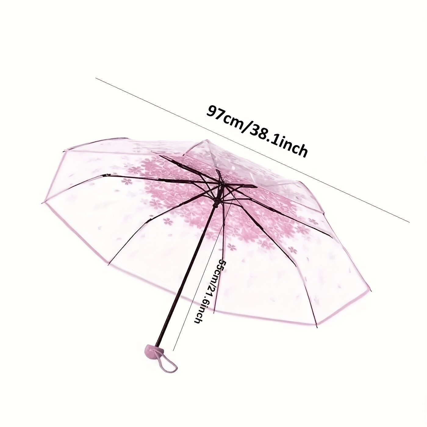 Beautiful Flower Foldable Sun Manual Umbrella Girls Women Gifts Transparent Romantic Cherry Blossom Umbrella