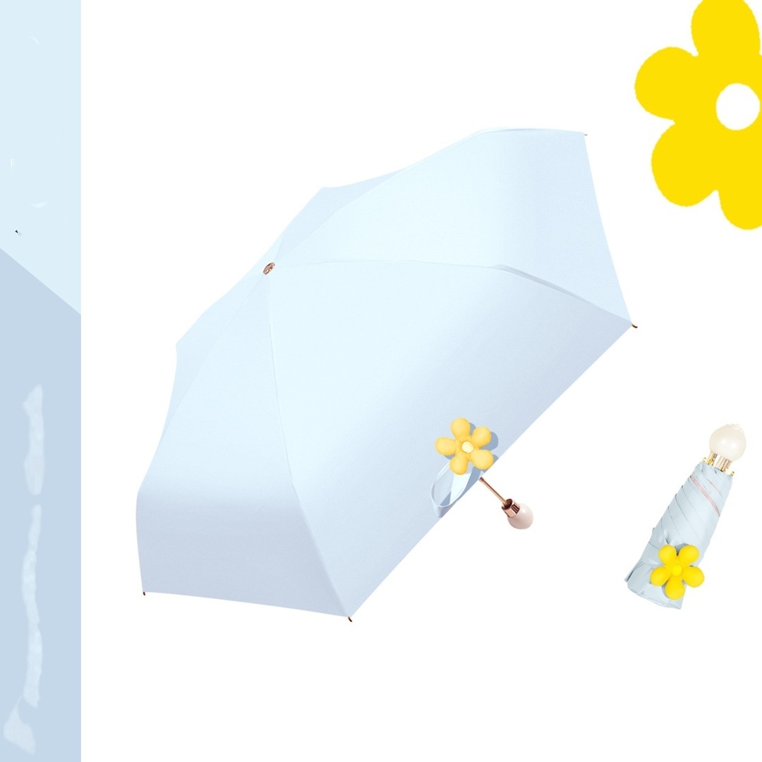 Luxury Flower Bud 5 Fold Portable Sun and Rain Dual Use Cute Small Travel Umbrella for Girls