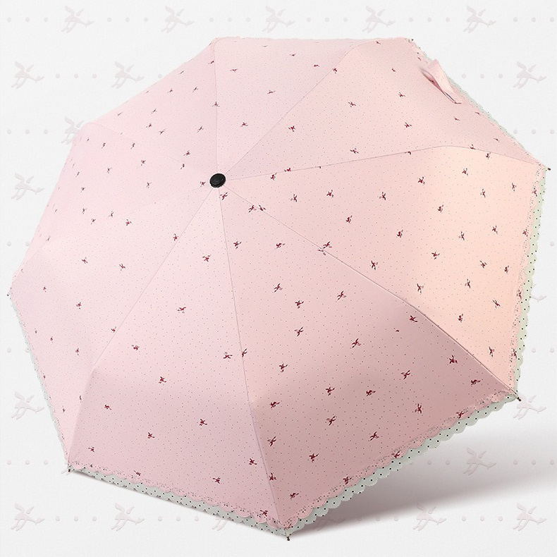 Fully Automatic Compact 3 Fold japanese Pink Color Ladies Foldable Anti UV Sunshade Clear Women Gifts Rain Umbrella