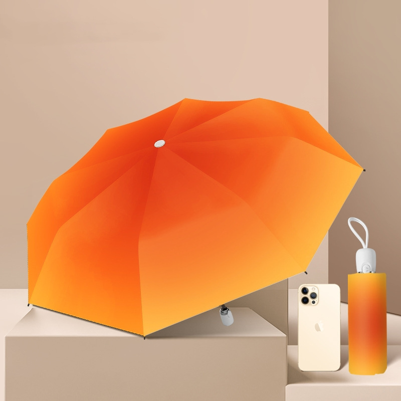 Gradient Orange Sunset Small Foldable Sun Uv Protection Sun and Rain Durable And Sturdy Umbrella For Women