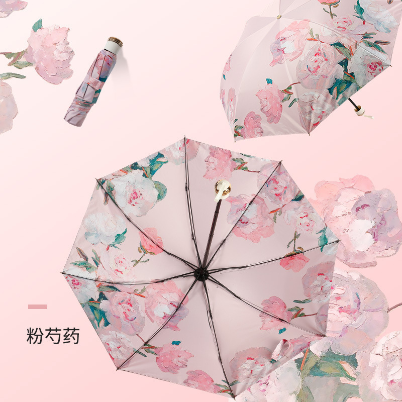 Popular Luxury Paraguas Double Layer Double sided Flower Printing Women anti uv Gift Sun and Rain Umbrella