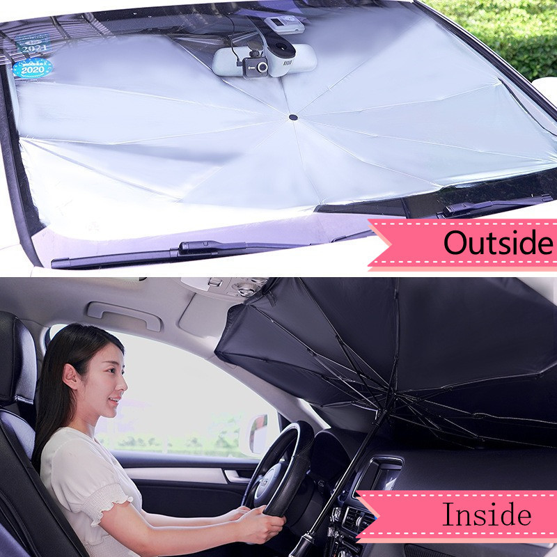 Large Anti UV Car Parasol Folding Sun Heat Insulation Umbrella Type Car Panels Glass Front Sunscreen Car Umbrella