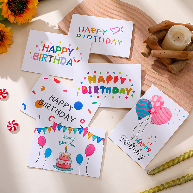 New Funny Happy birthday small greeting card set handmade custom letter birthday party invitation cards for kid