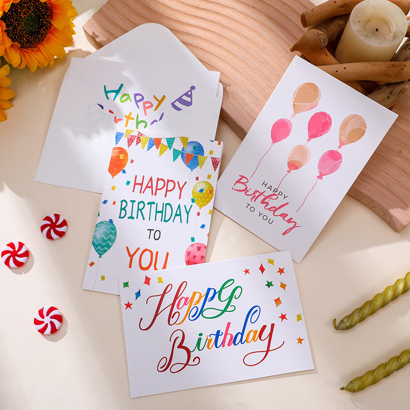 New Funny Happy birthday small greeting card set handmade custom letter birthday party invitation cards for kid