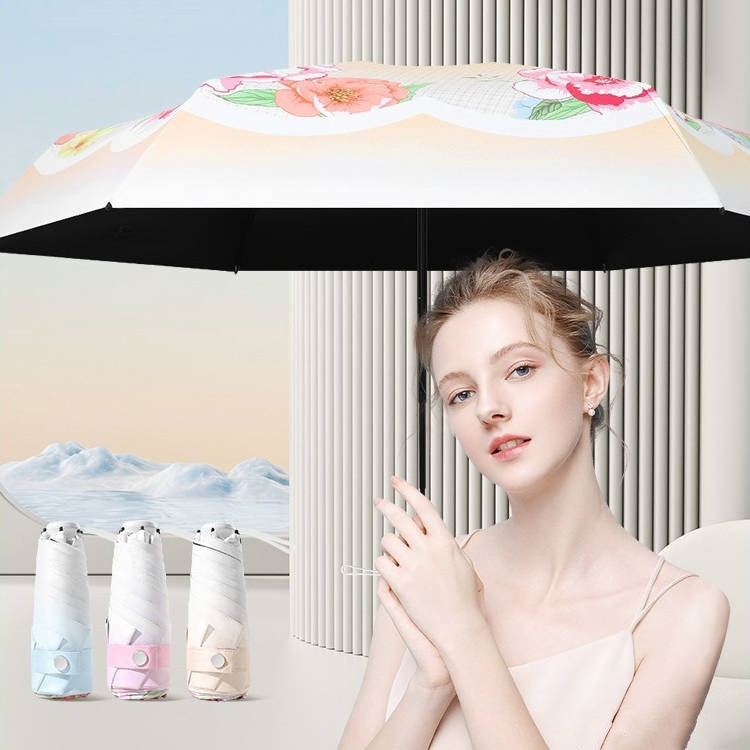 New Summer Girl Flower Series Small 5 Fold Ultra Light Sunscreen UV Protection and Rain Dual Use Mini Umbrella for Women