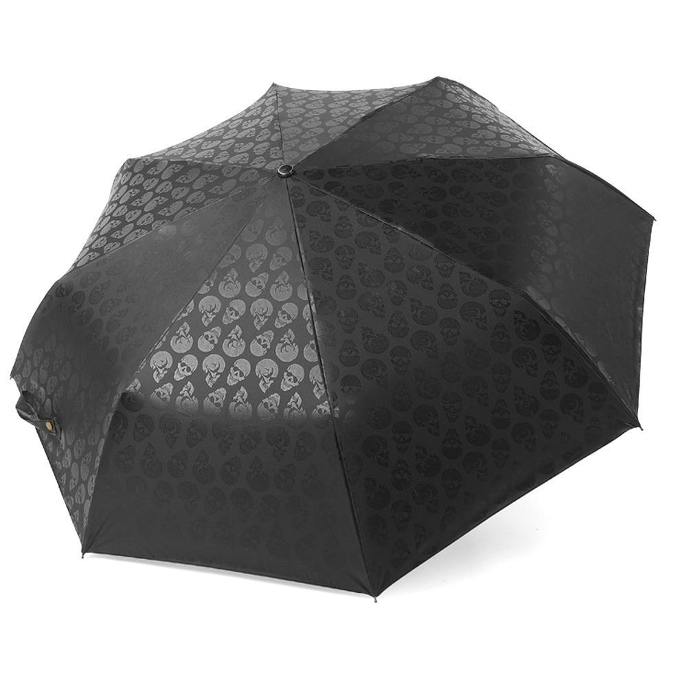 Men Gift Umbrella 8 Panels 190t Pongee Fabric Handle Citizen Fully Automatic Umbrella With Metal Skull Handle