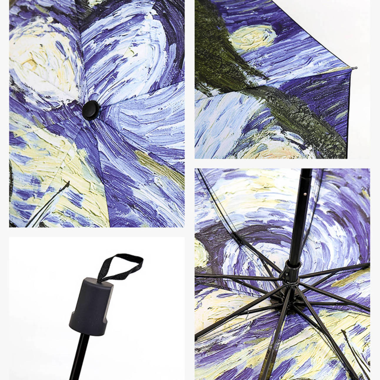 Starry Sky Umbrella Oil Painting UmbrellaThree Fold Sunshade Creative Women Rain Umbrella for Gifts