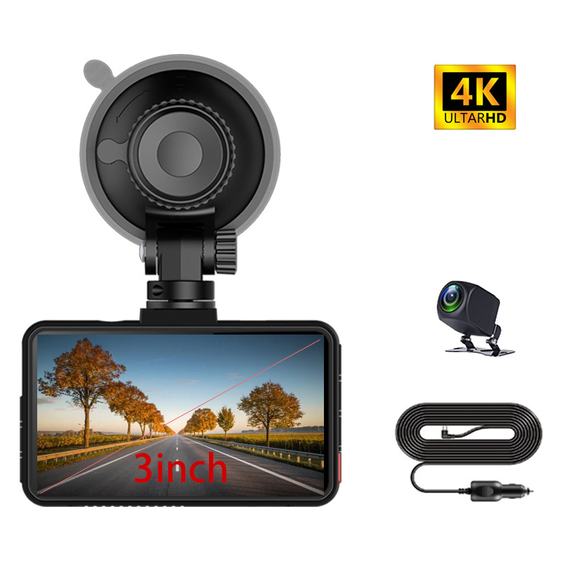 4K Dash Cam Built-in WiFi GPS Car Dashboard Camera Recorder with UHD 2160P 3 IPS Screen 170 Wide Angle WDR Night Vision