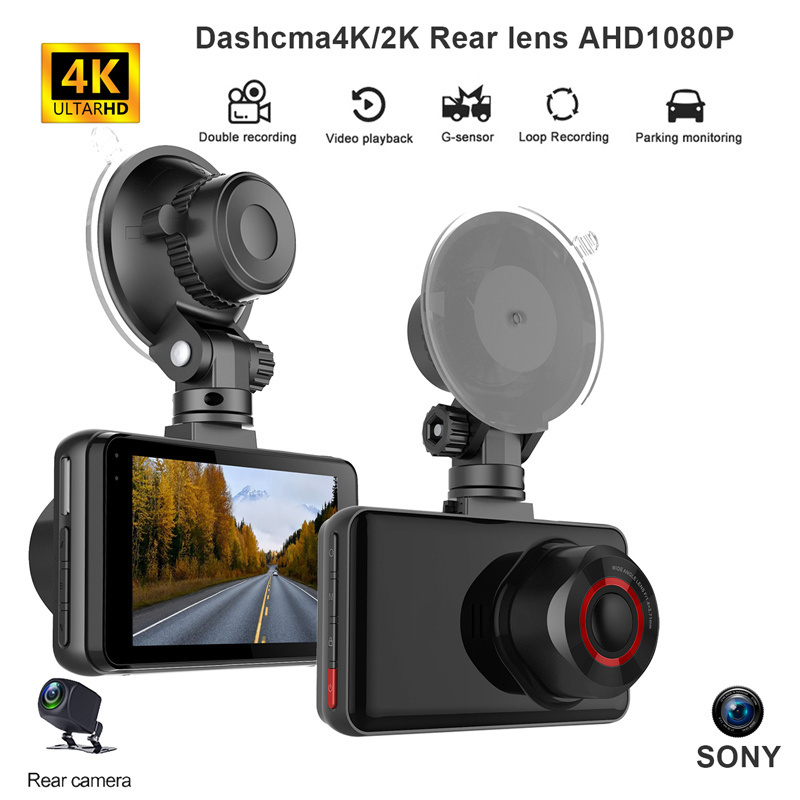 4K Dash Cam Built-in WiFi GPS Car Dashboard Camera Recorder with UHD 2160P 3 IPS Screen 170 Wide Angle WDR Night Vision