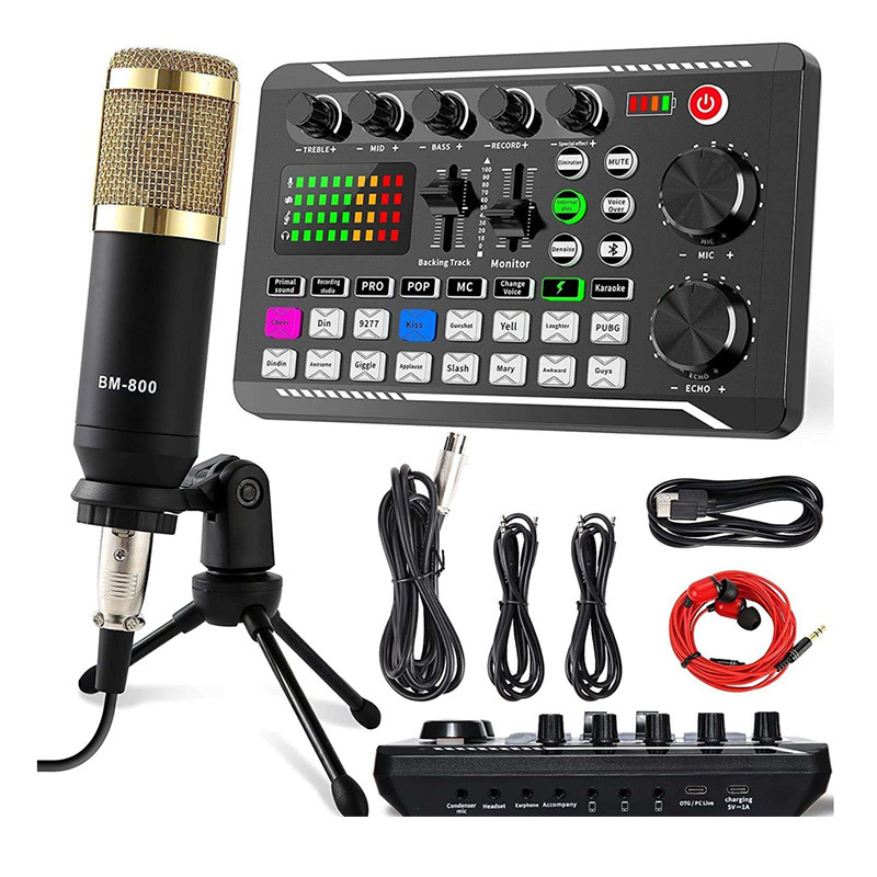 Podcast Equipment sound card kits Sound Card with Microphone Sets Recording Studio Broadcast Phone PC audio interface sound card