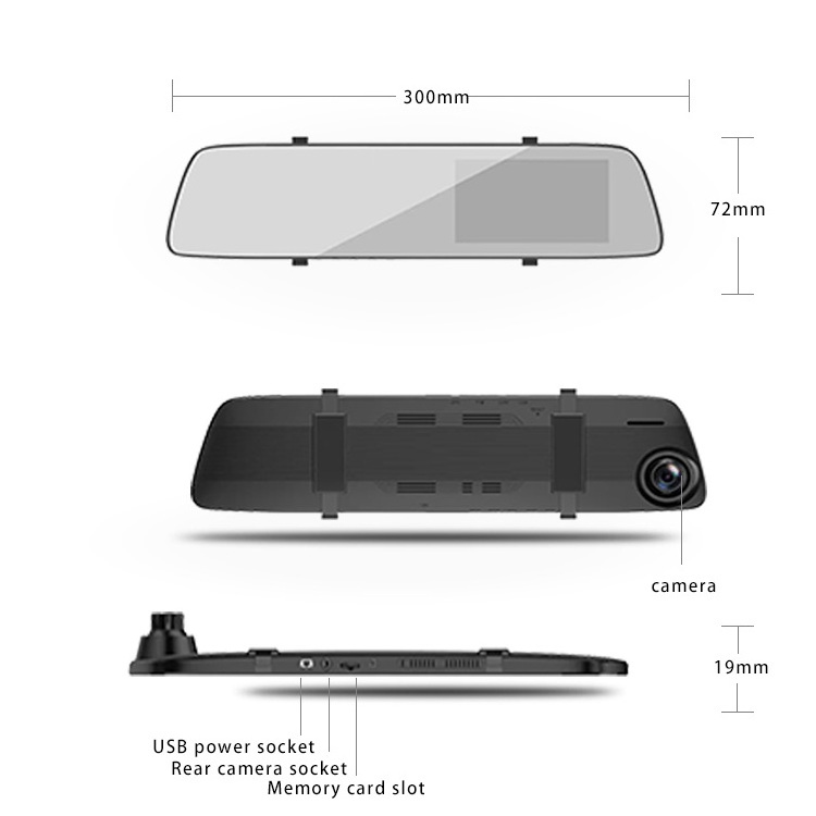 4.5-inch DUAL MIRROR dash cam vehicle mounted dvr1080p HD vehicle mounted DVR Camera