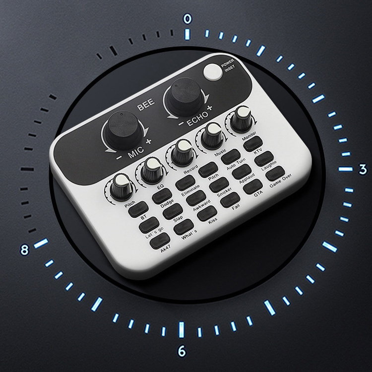 BEES live sound card  portable digital audio mixer voice change gaming singing live streaming equipment sound effect mini mixer