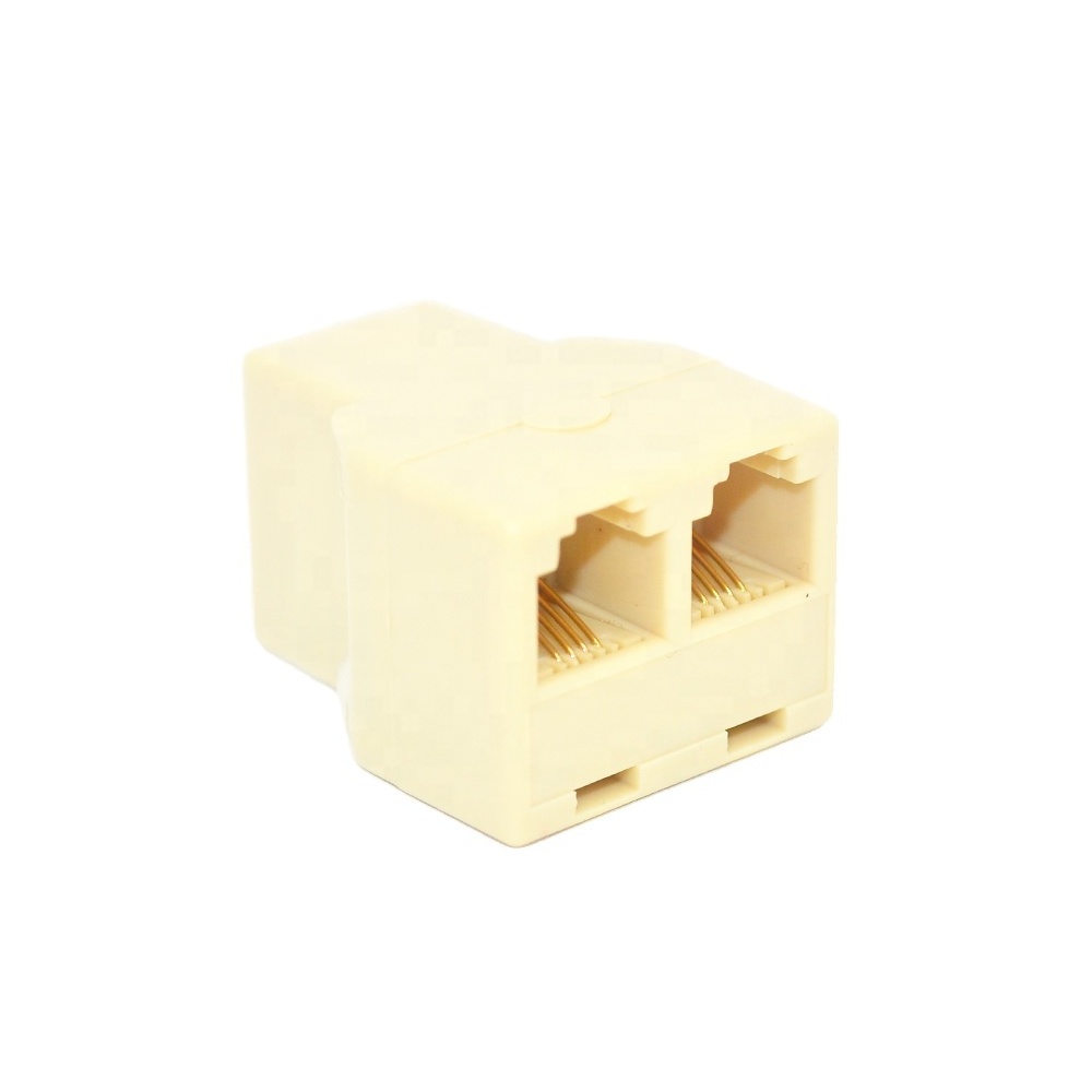 6P4C RJ11 1 to 2 Telephone Splitter Phone Line RJ11 Female to 2 Female Telephone Splitter