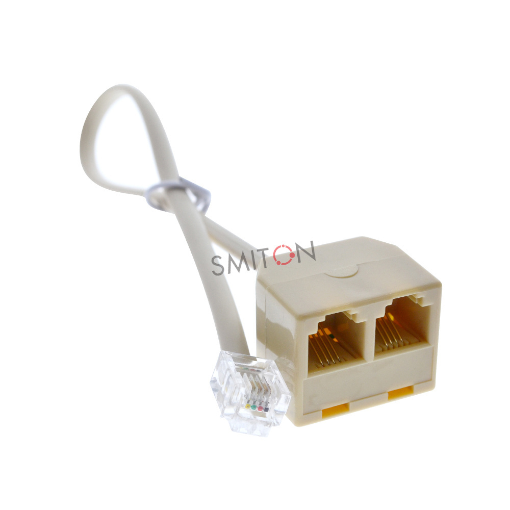 Telephone Line Splitter RJ11 Dual Splitter RJ11 6P4C 1 Male to 2 Females Phone Line Coupler