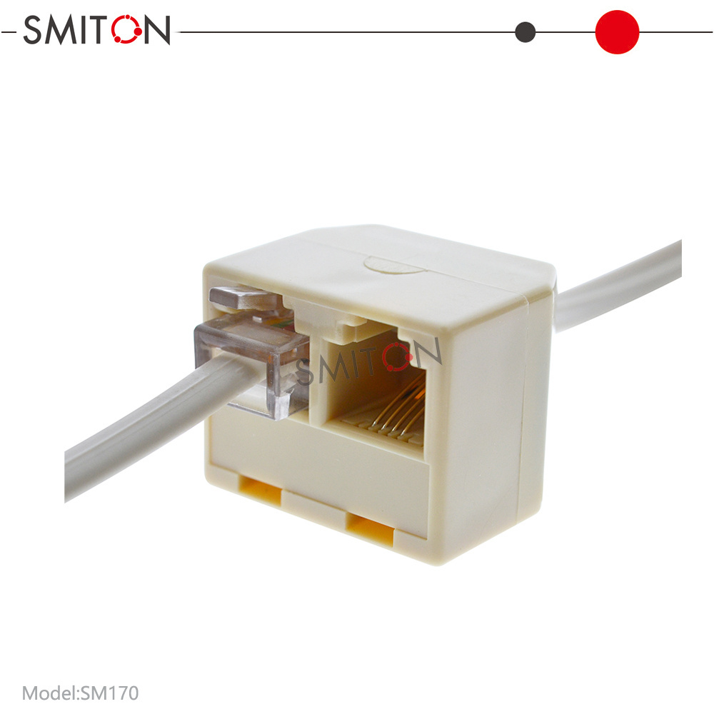 Telephone Line Splitter RJ11 Dual Splitter RJ11 6P4C 1 Male to 2 Females Phone Line Coupler