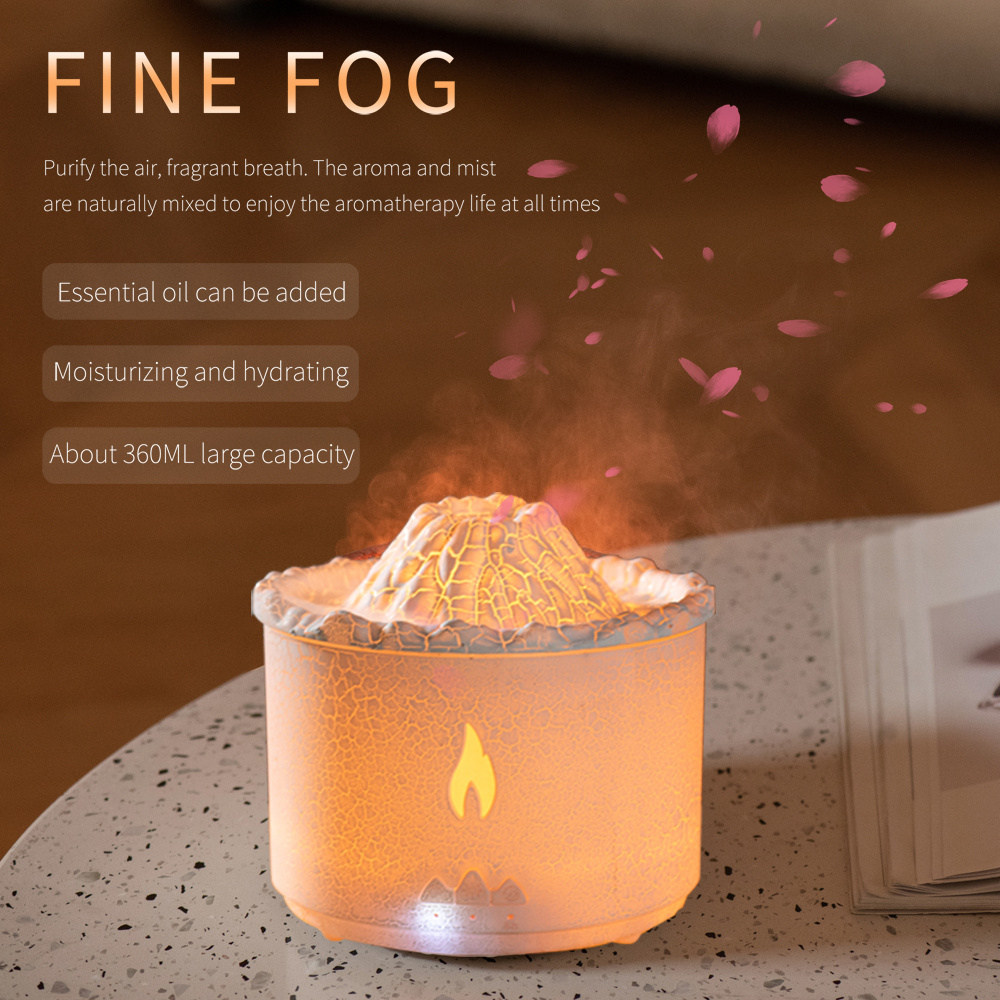 SHOUMING 2024 New Products Flame Aroma Diffuser Desktop Candle Light Volcanic Aroma Diffusor With Night Light Aroma Diffuser