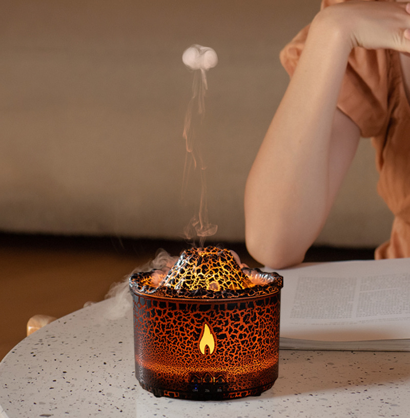 SHOUMING Flame Diffuser Volcano Humidifier Aroma Diffusers Home Aromatherapy Fire Essential Oil Diffuser Machine