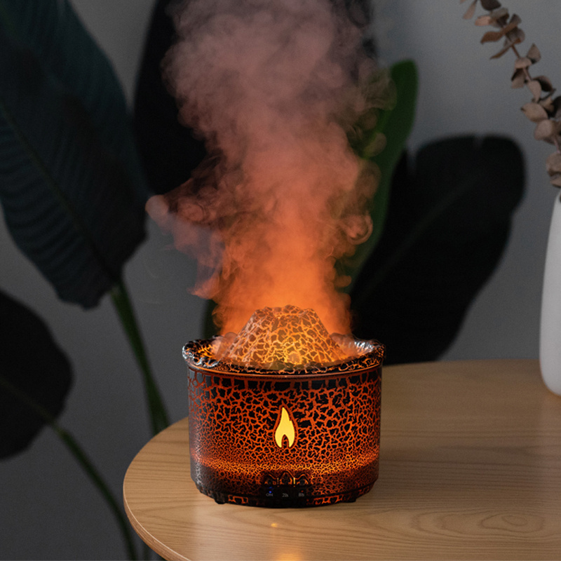 SHOUMING Flame Diffuser Volcano Humidifier Aroma Diffusers Home Aromatherapy Fire Essential Oil Diffuser Machine