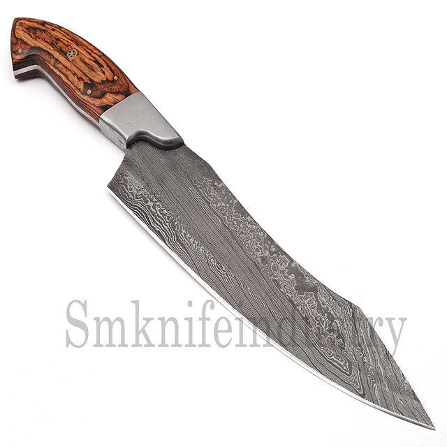 Custom Handmade Damascus Steel Kitchen Chef Knife Olive Wood Handle Knife (Smk1573)