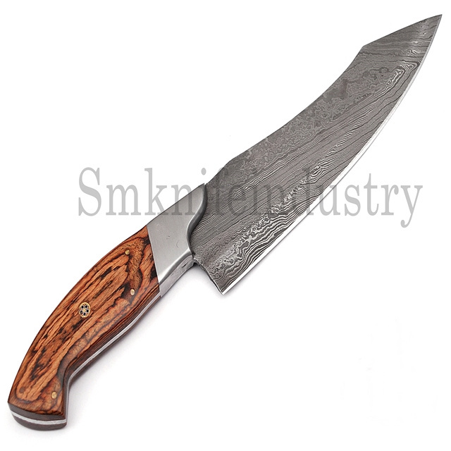 Custom Handmade Damascus Steel Kitchen Chef Knife Olive Wood Handle Knife (Smk1573)