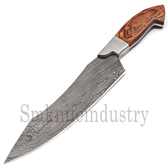 Custom Handmade Damascus Steel Kitchen Chef Knife Olive Wood Handle Knife (Smk1573)