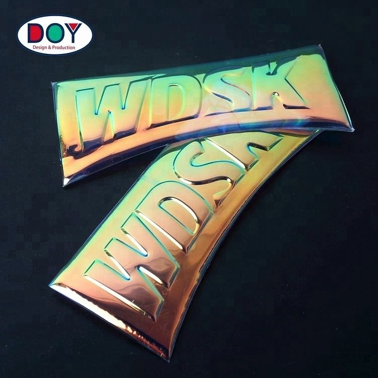 New Design Custom Holography Name Logo High-frequency Embossed Soft TPU Badges Patches