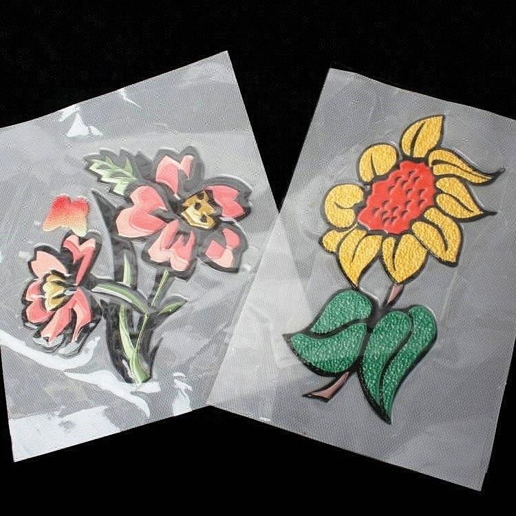 Iron on Fashion Design Digital Printed High Frequency Custom 3D Flower TPU Patch Labels for Clothing