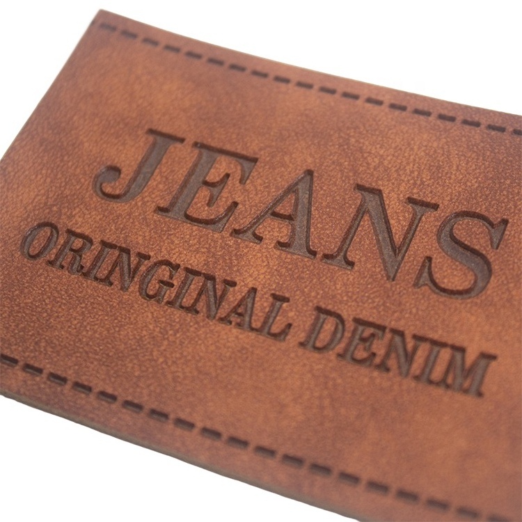 In Stock Cheap Fashionable Jeans Clothing Retro Labels Embossed Repair PU Leather Patches for Sale