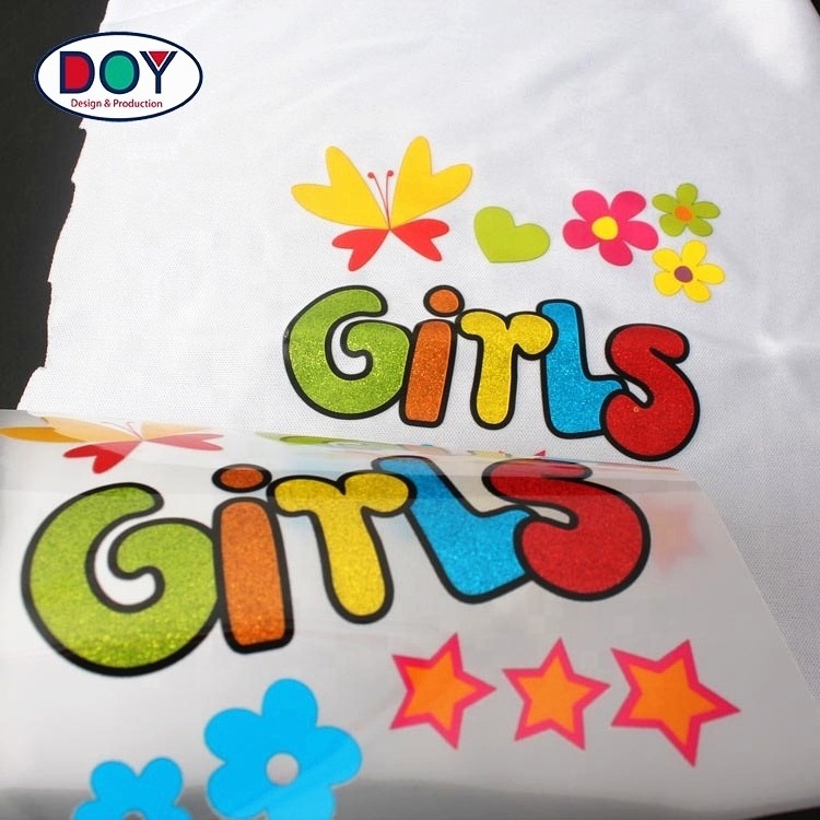 Wholesale Design Custom Screen Printed Cartoon Logo Heat Press Transfer Film Clothing Label