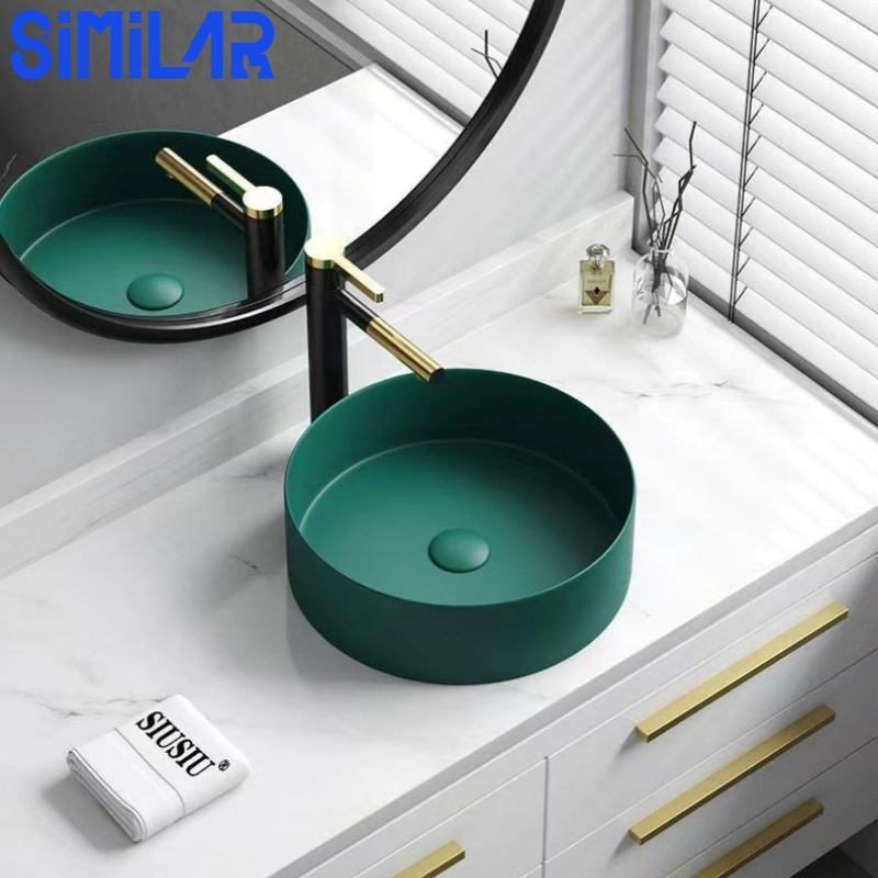 SIMILAR European Modern Lavabo Bathroom Ceramic Sinks With Hand Art Designs Counter Top Wash Basin