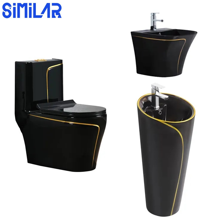 SIMILAR Bathroom Black Gold Wall Hung Basin Toilet Bowl Toilets for Bathroom