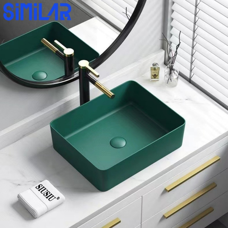 SIMILAR European Modern Lavabo Bathroom Ceramic Sinks With Hand Art Designs Counter Top Wash Basin