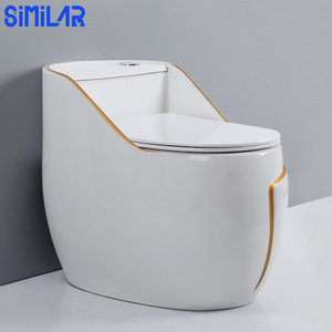 SIMILAR Unique Egg Shape Gold Line Chaozhou Toilet for Bathroom