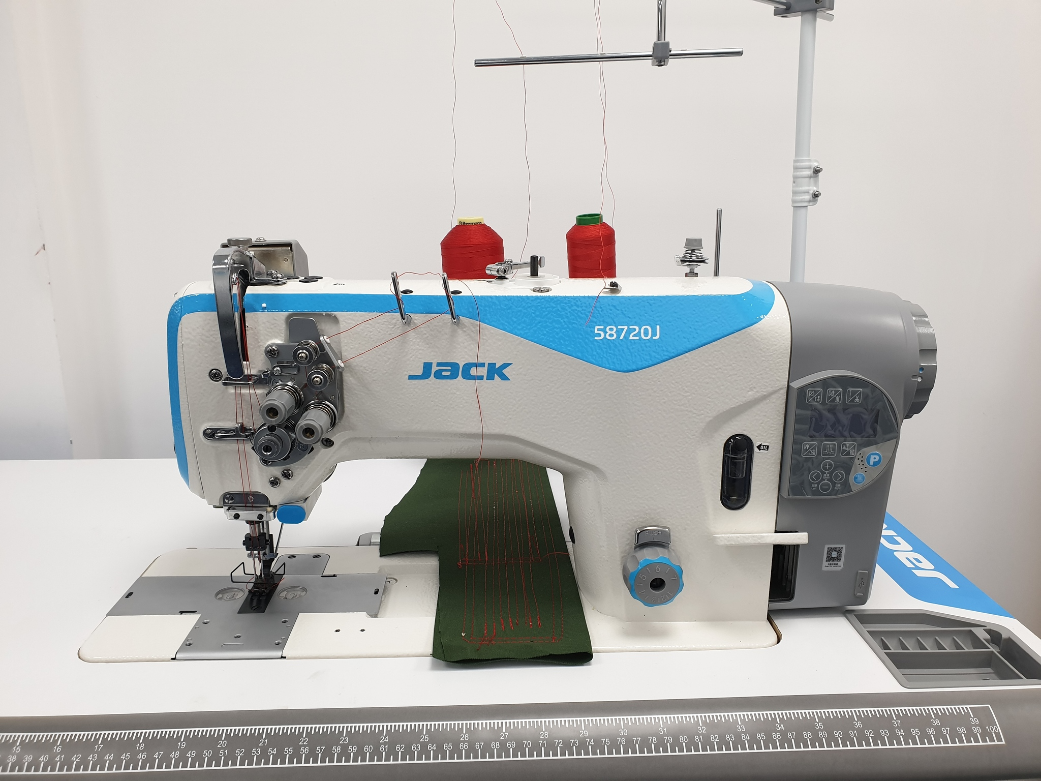 Jack 58720J Computerized Double Needle Lockstitch With Straight Knife For Auto Corner Sewing Machine