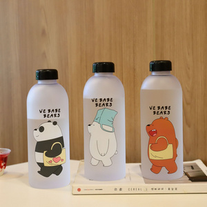 Plastic BPA Free Water Jug 32oz Motivational Plastic Gallon Water Bottle With BABE BEARS Printing Straw for Fitness Gym Sports