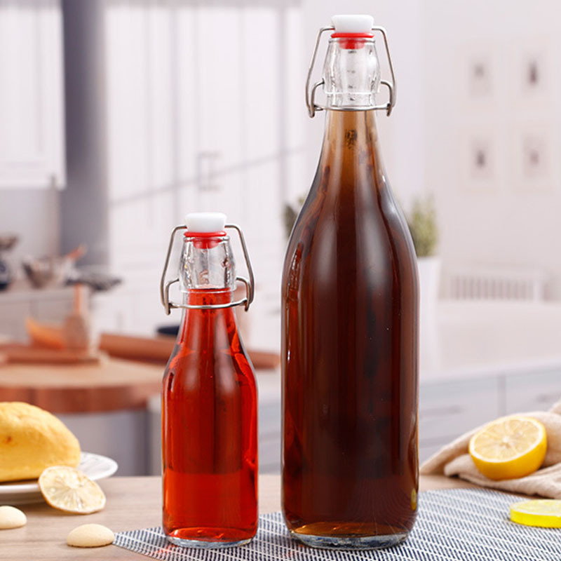 Hot Selling 250ml 500ml 1000ml Classic Beverage Juice Glass Bottle with Swing Top Cap