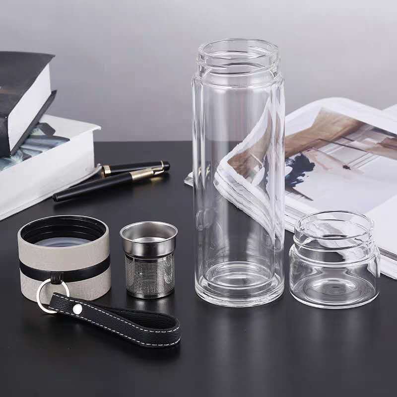 reusable travel water bottles Glass Tumbler Cup High-borosilicate glass Leak Proof hot drinks bottle for Tea Maker