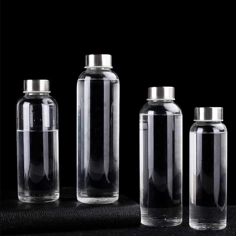 500 ml 750 ml 1000 ml transparent screw lid  voss water glass bottle for juice  water borosilicate frosted glass water botte