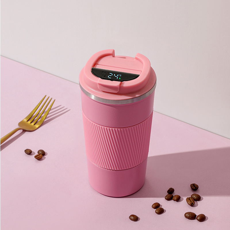 380ml New Type Stainless Steel coffee cup with temperature display Coffee Mug Tumbler with Silicone Sleeve