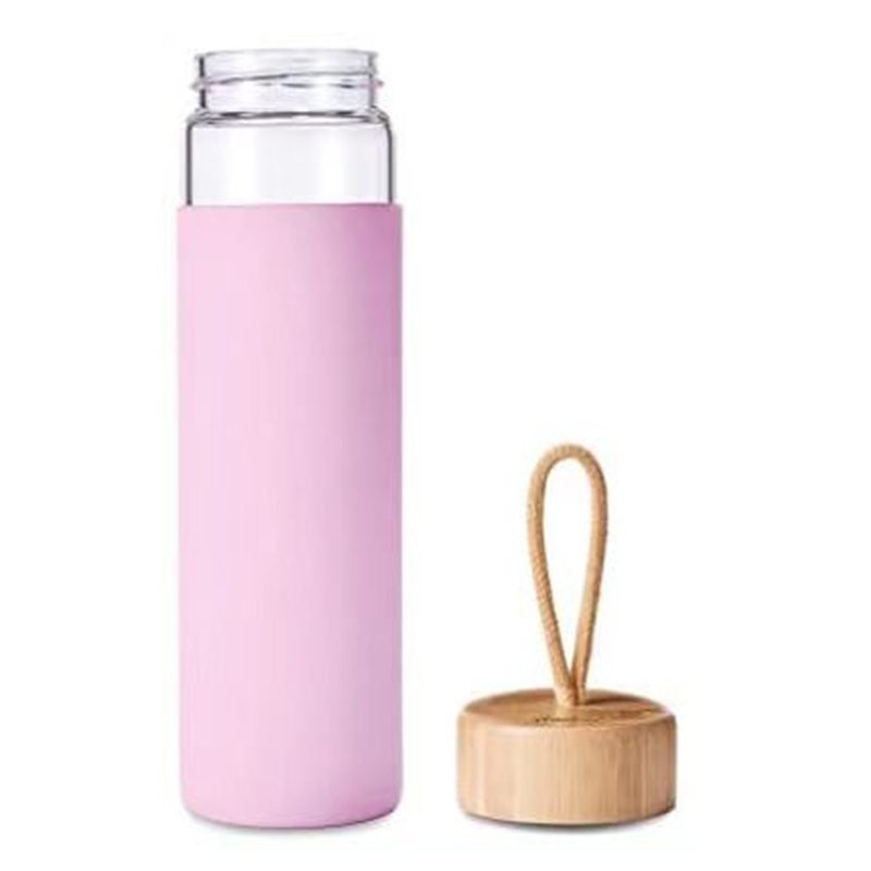 sublimation water bottle 17oz color glass water bottle with Bamboo Lid and Silicone Sleeve